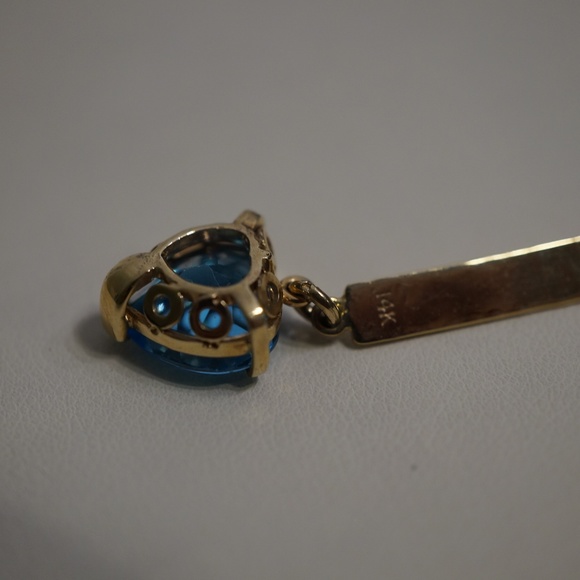 14KY Gold Handmade Genuine Blue Topaz Earrings - Picture 5 of 7